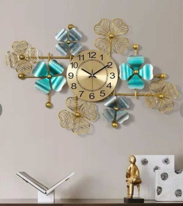 Blue_And_Gold_Metal_Wall_Clock