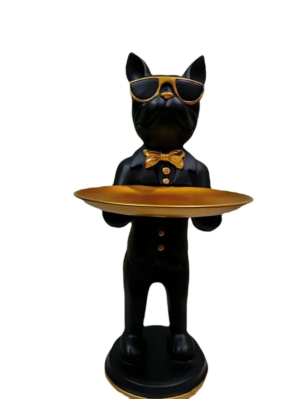 Black_And_Gold_Butler_Dog_Statue_With_Tray