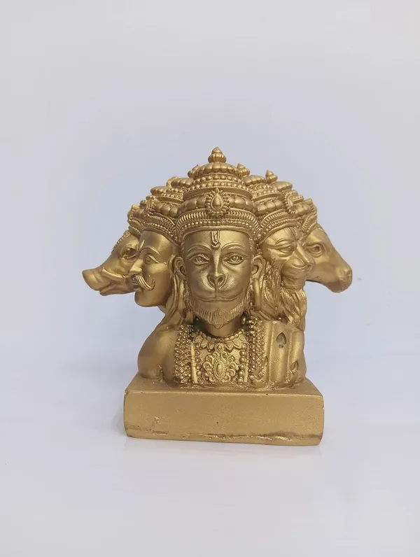 Gold_Panchmukhi_Hanuman_Resin_Miniature