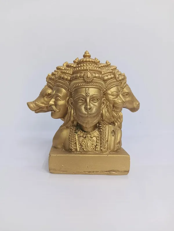 Gold_Panchmukhi_Hanuman_Resin_Miniature