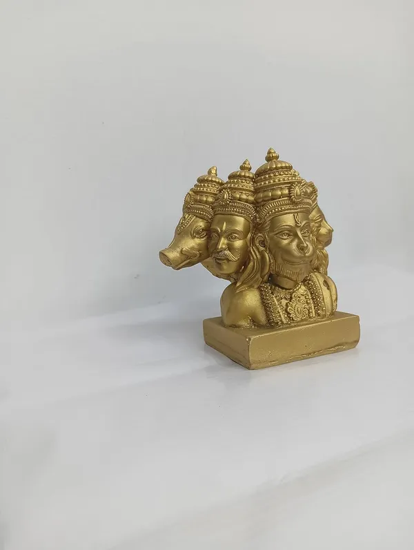 Gold_Panchmukhi_Hanuman_Resin_Miniature