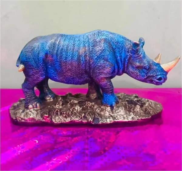 Rustic_Golden_Blue_Rhino_Polyresin_Showpiece