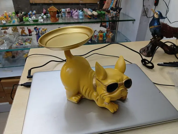 Multicolor_Resin_Dog_Showpiece_With_Tray