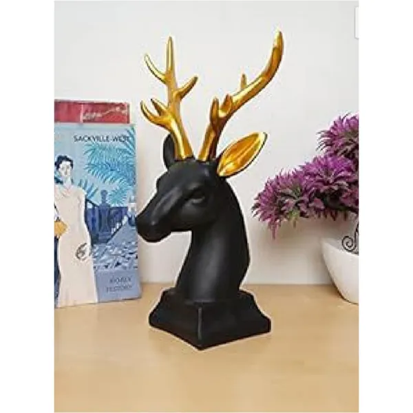 Black_Resin_Deer_Head_Statue