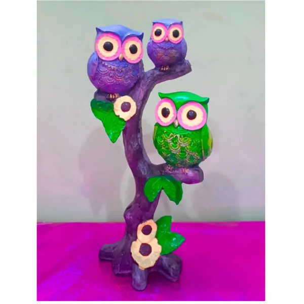 Ceramic_Owl_Family_Resin_Figurine