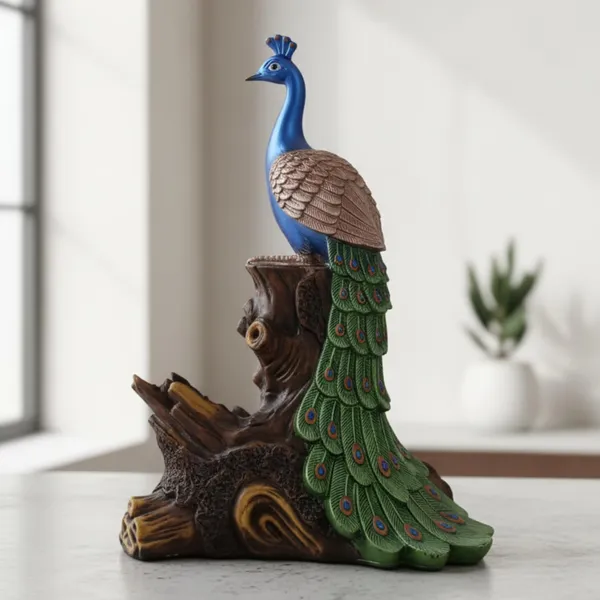 Multicolor_Peacock_Wine_Bottle_Holder_Resin_Stand