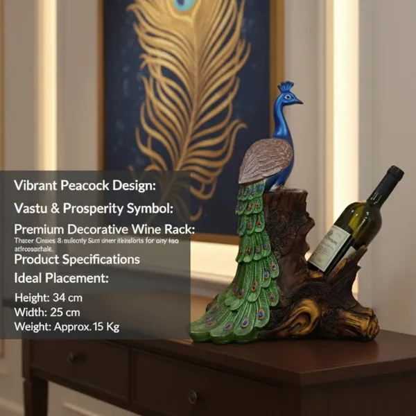 Multicolor_Peacock_Wine_Bottle_Holder_Resin_Stand