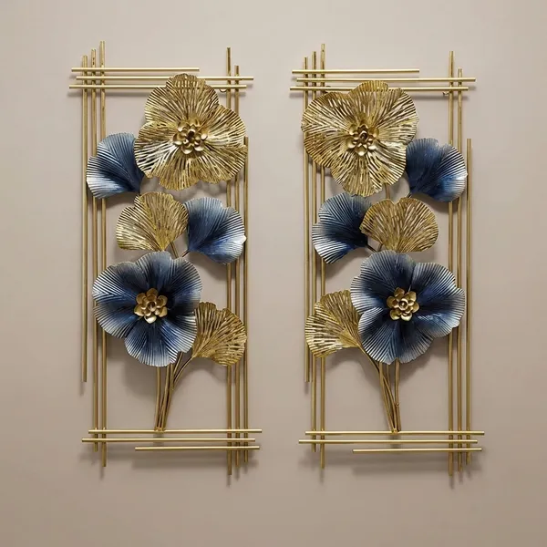Golden_And_Bluish_Wall_Art_Flowers