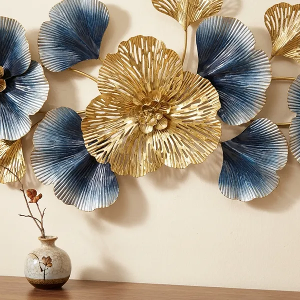 Golden_And_Bluish_Wall_Art_Flowers