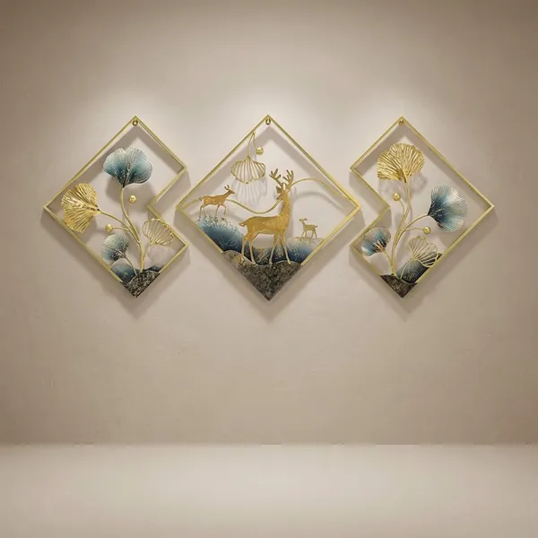 Golden_And_Bluish_Deer_Wall_Art