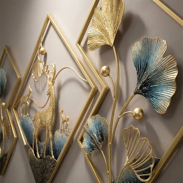 Golden_And_Bluish_Deer_Wall_Art