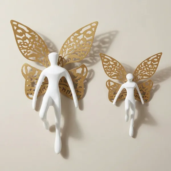 White_Metal_Fairy_Garden_Statues_Set_Of_2