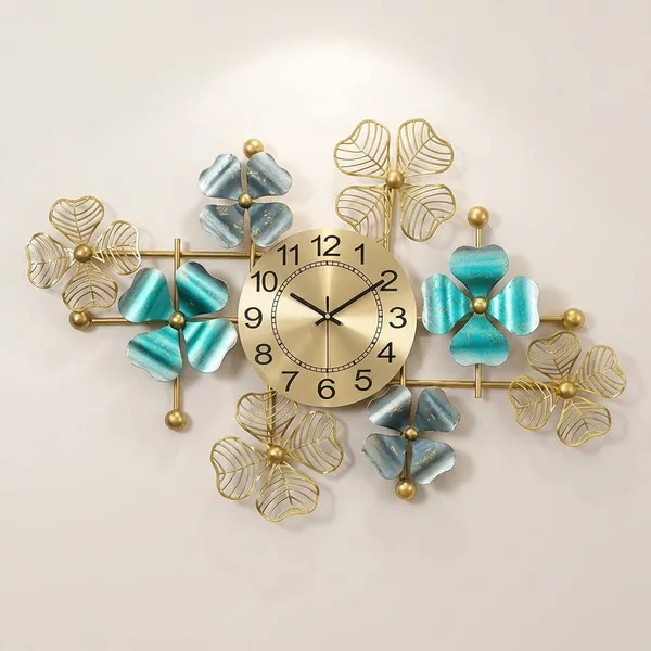 Blue_And_Gold_Metal_Wall_Clock