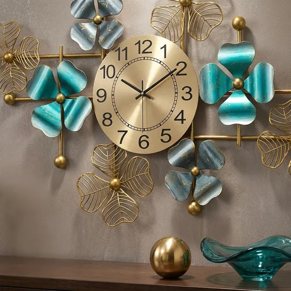 Blue_And_Gold_Metal_Wall_Clock