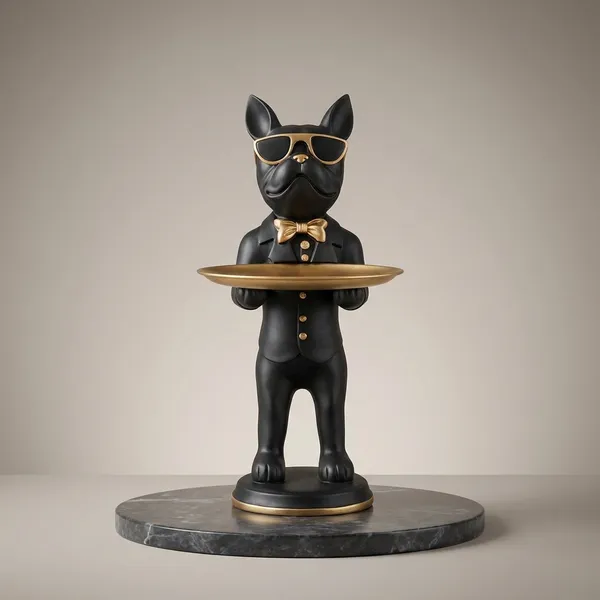 Black_And_Gold_Butler_Dog_Statue_With_Tray