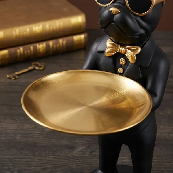 Black_And_Gold_Butler_Dog_Statue_With_Tray