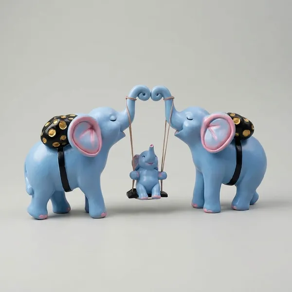 Skyblue_Elephant_Family_Resin_Figurine_Set
