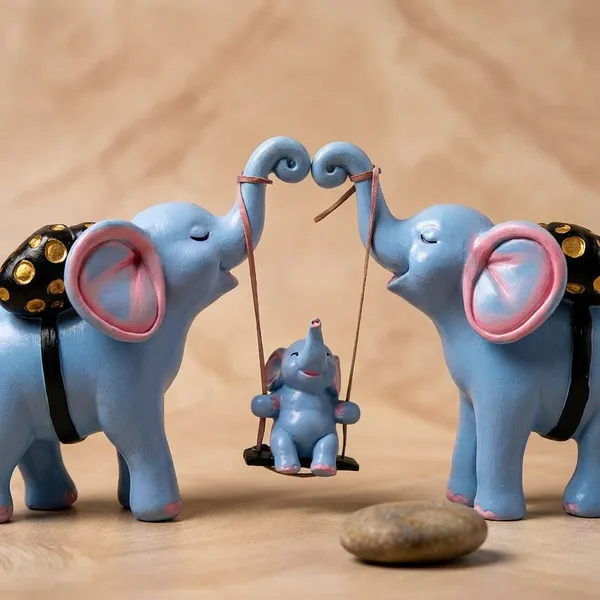 Skyblue_Elephant_Family_Resin_Figurine_Set