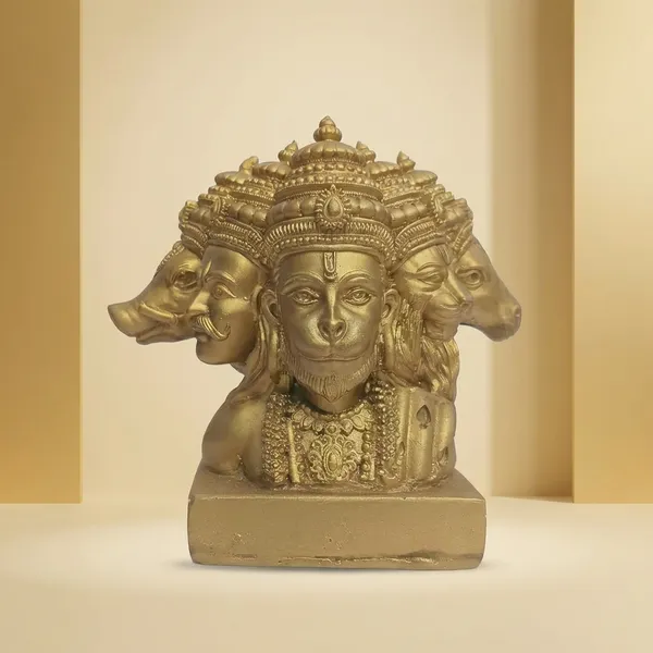 Gold_Panchmukhi_Hanuman_Resin_Miniature