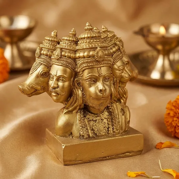 Gold_Panchmukhi_Hanuman_Resin_Miniature