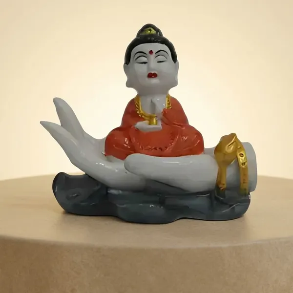 Orange_Buddha_On_Palm_Resin_Figurine