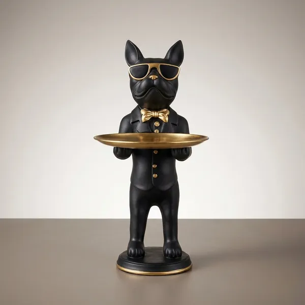 Black_And_Gold_Butler_Dog_Statue_With_Tray