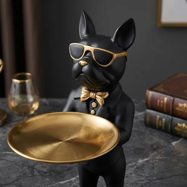 Black_And_Gold_Butler_Dog_Statue_With_Tray