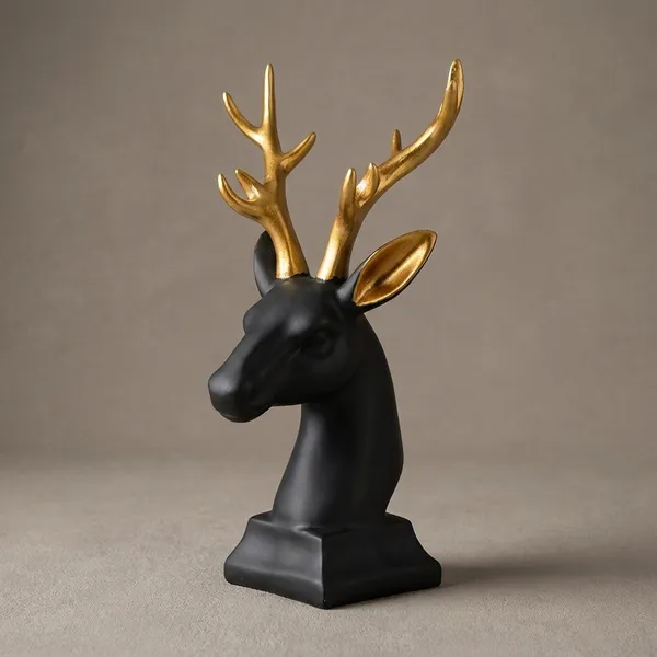 Black_Resin_Deer_Head_Statue