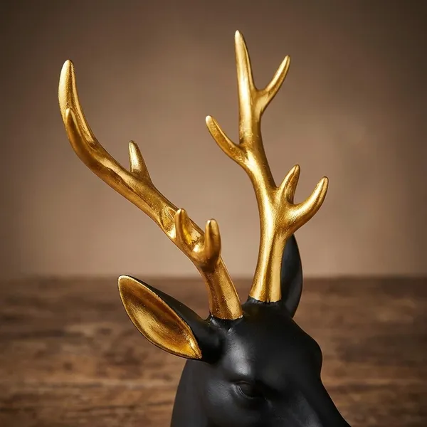 Black_Resin_Deer_Head_Statue