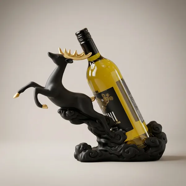 Black_Polyresin_Deer_Wine_Holder