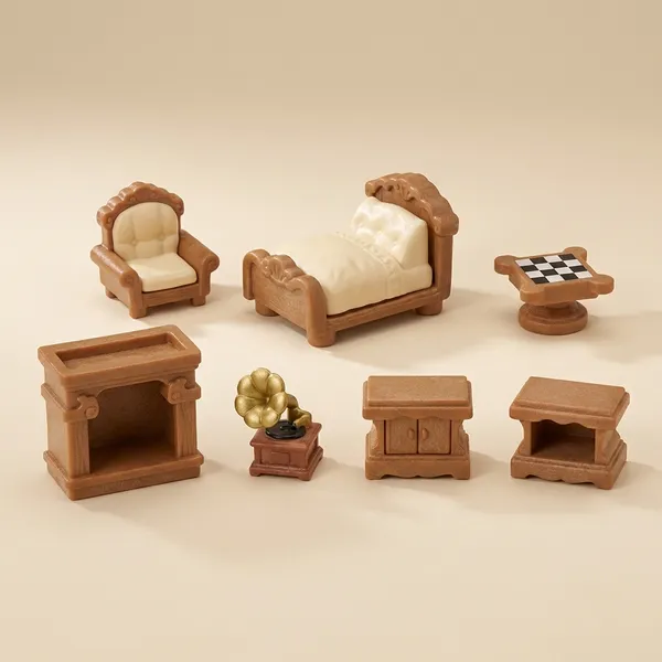 White_Miniature_Dollhouse_Bedroom_Furniture_Set