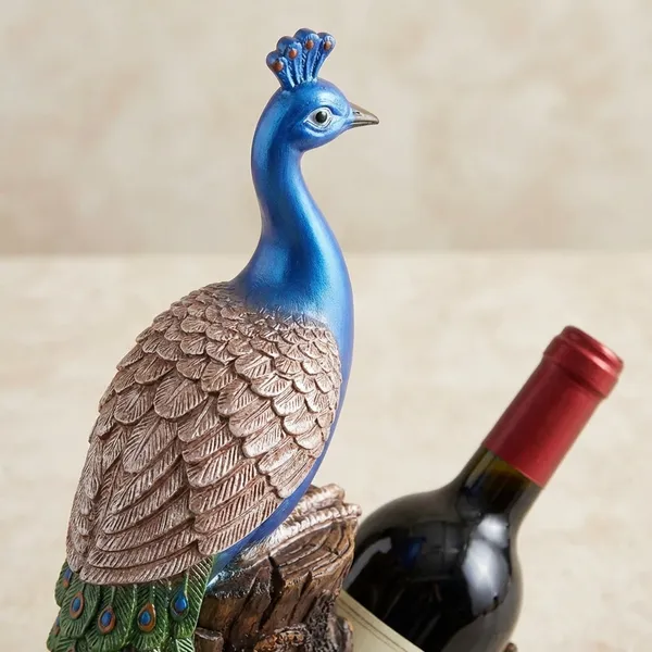 Multicolor_Peacock_Wine_Bottle_Holder_Resin_Stand