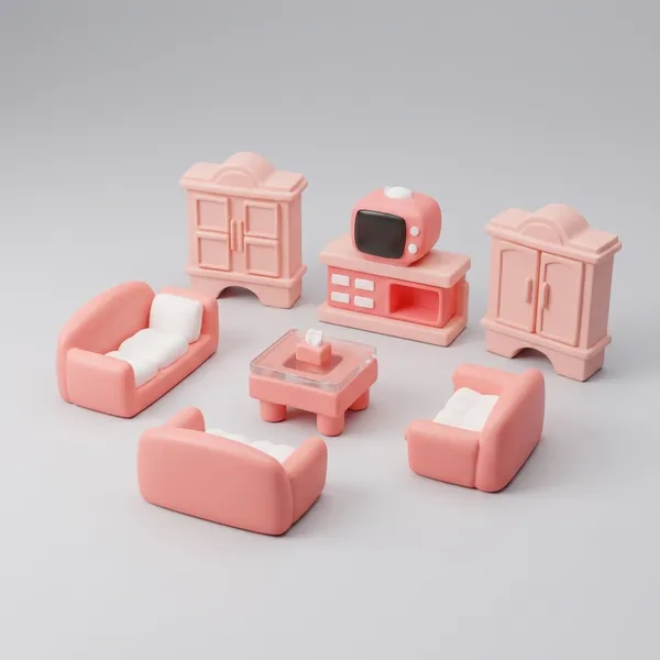 White_Dollhouse_Living_Room_Furniture_Set