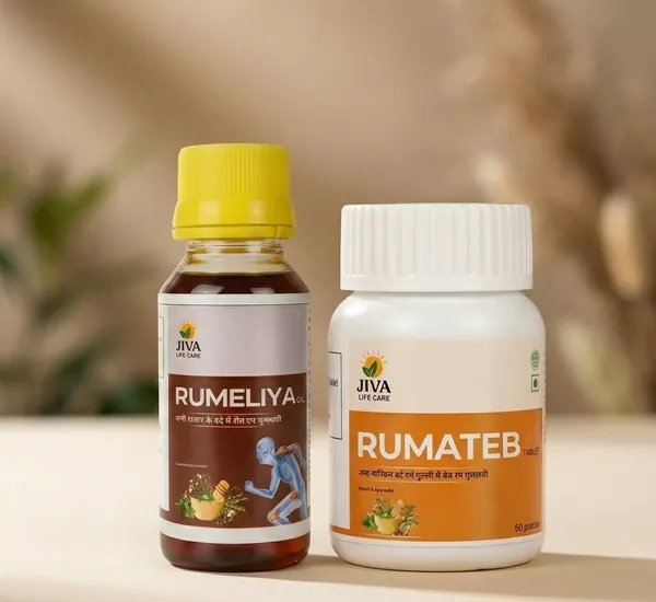 Rumeliya_Ayurvedic_Pain_Relief_Oil_And_Jiva_Rumateb_Pain_Relief_Supplement_For_Joint,_Muscle,_Back_&_Neck_Pain_Pack_Of_2