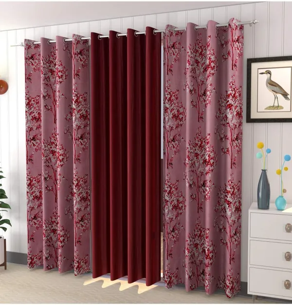 Attractive_Digital_Tree_Jhad_Printed_Polyester_Eyelet_Curtains_Set_Of_3