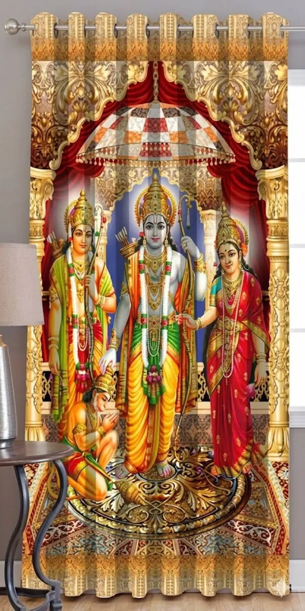 3D_Digital_Printed_Beautiful_Ram_Darbar_Print_Eyelet_Polyester_Temple_Door_Curtain_Set_Of_4_(4X5Ft)