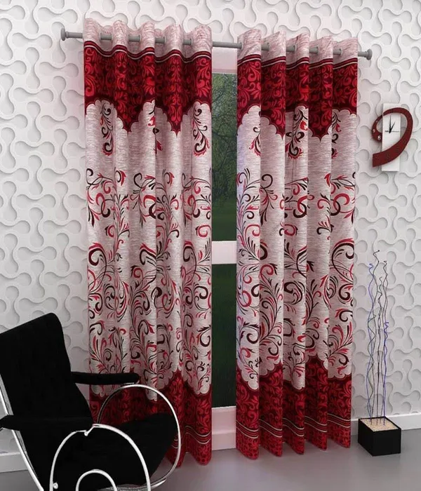 100%_Long_Lasting_Quality_Polyester_Panel_Digital_Print_Curtains_For_Door_7_Feet_Pack_Of_2_(Red)
