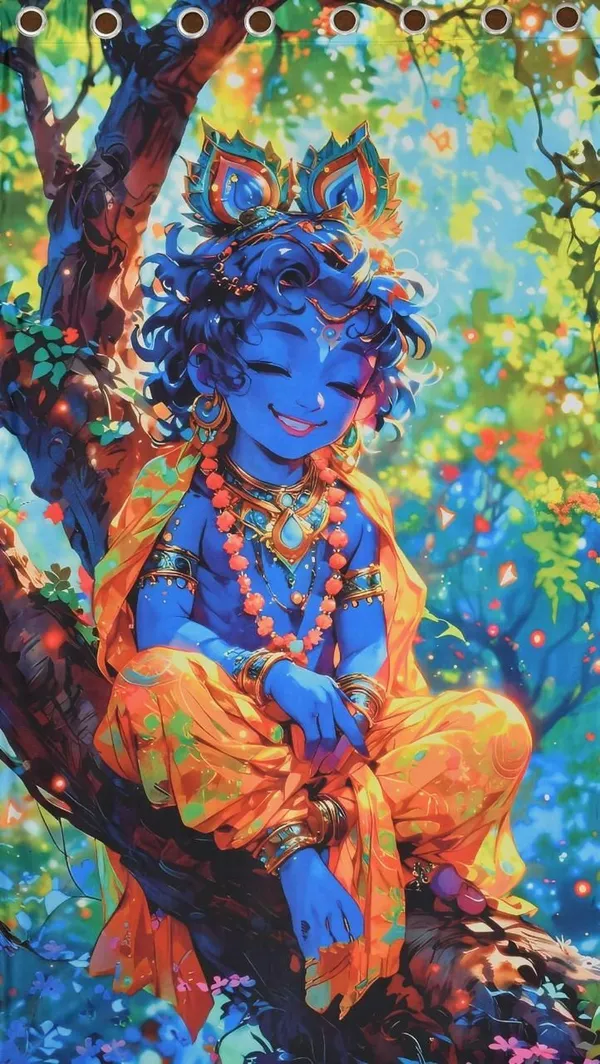 3D_Digital_Printed_Lord_Krishna_Cartoon_Curtains_With_Steel_Eyelet_Rings