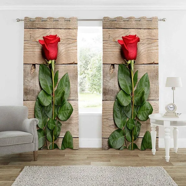 3D_Digital_Printed_Beautiful_Red_Rose_Print_Eyelet_Polyester_Door_Curtain_Set_Of_2_(4X7Ft)