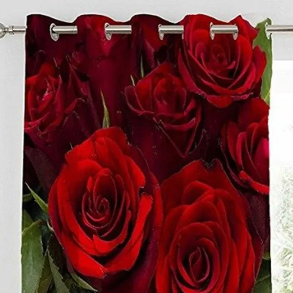 3D_Digital_Printed_Beautiful_Red_Rose_Print_Eyelet_Polyester_Door_Curtain_Set_Of_2_(4X7Ft)