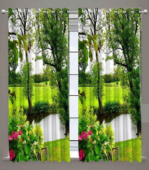 Beautiful_Green_Tree_3D_Printed_Curtain_Pack_Of_2