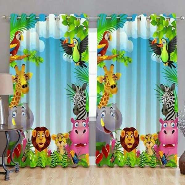 3D_Digital_Printed_Beautiful_Jungle_Animals_Print_Eyelet_Polyester_Kids_Room_Door_Curtain_Set_Of_2_(4X7Ft)