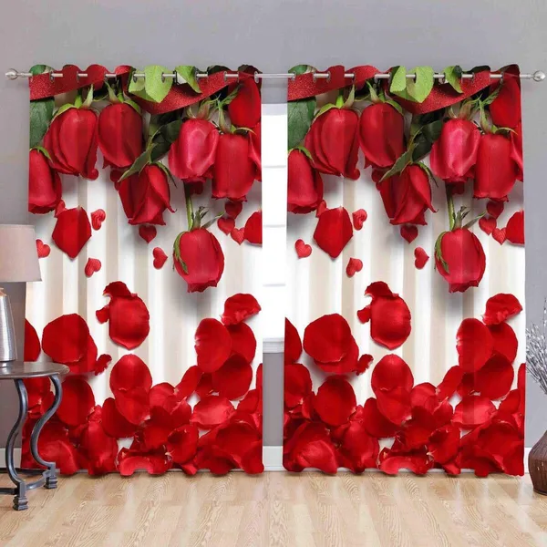 3D_Digital_Printed_Beautiful_Red_Rose_Print_Eyelet_Polyester_Door_Curtain_Set_Of_2_(4X7Ft)
