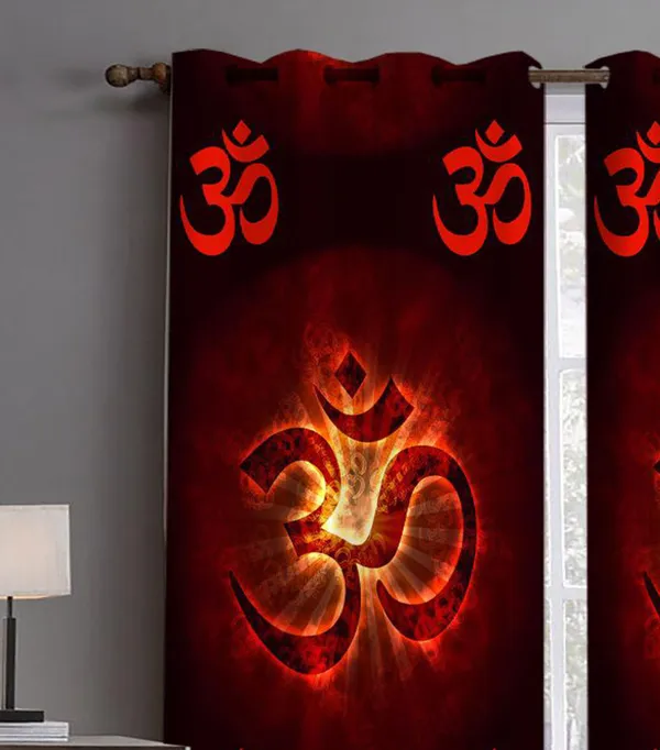 3D_Digital_Printed_Beautiful_Om_Print_Eyelet_Polyester_Door_Curtain_Set_Of_2_(4X5Ft)