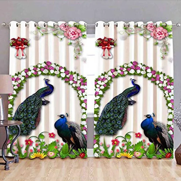 3D_Digital_Printed_Beautiful_Peacock_Print_Eyelet_Polyester_Door_Curtain_Set_Of_2_(4X7Ft)