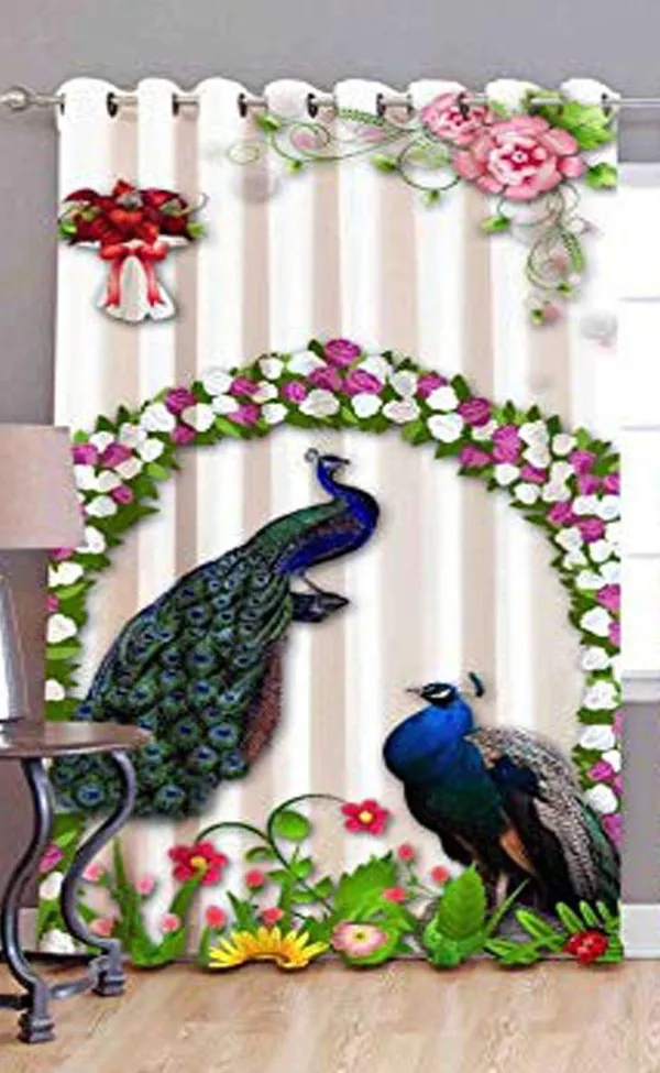 3D_Digital_Printed_Beautiful_Peacock_Print_Eyelet_Polyester_Door_Curtain_Set_Of_1_(4X5Ft)