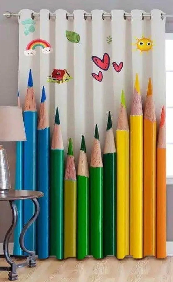 3D_Digital_Printed_Beautiful_Multi_Pencils_Print_Eyelet_Polyester_Kids_Room_Door_Curtain_Set_Of_1_(4X7Ft)