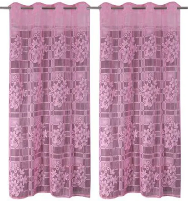 100%_Heavy_Quality_Imported_Floral_Tissue_Net_Fabric_Long_Door_Curtains_Set_Of_2