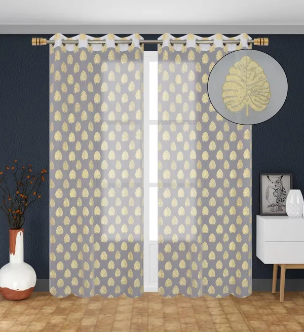 Premium_Tissue_Net_Curtain_With_Rubber_Print_Paan_Patta_Design_Eyelet_Ring_Pack_Of_2