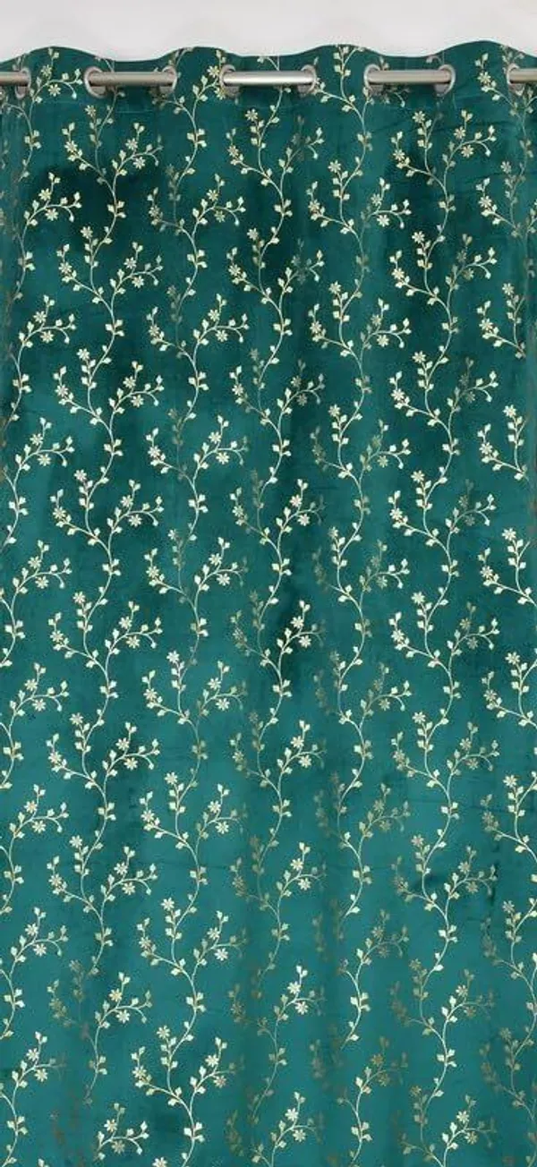 Velvet_Eyelet_Curtain_With_Elegant_Foil_Flower_Print_Pack_Of_2
